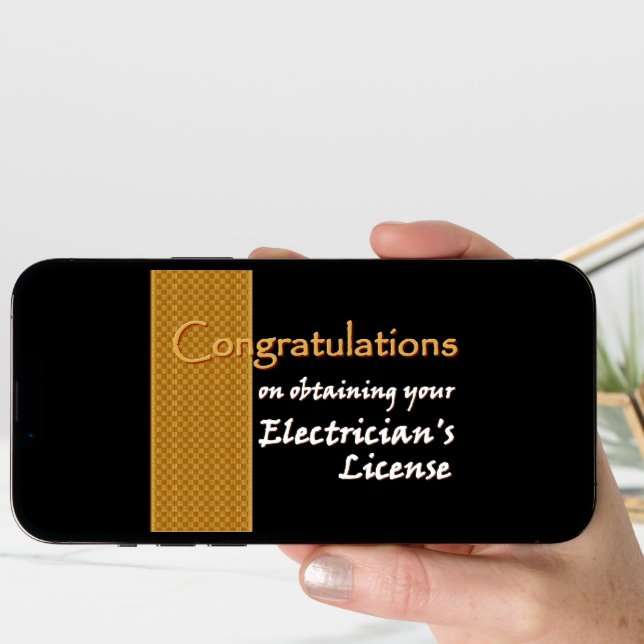 CUSTOM NAME Congratulations Electrician's License Card (Front Digital)