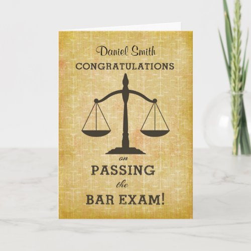 Custom Name Congratulations Passing Bar Exam Card