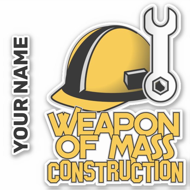 Custom name Construction Sticker (Front)
