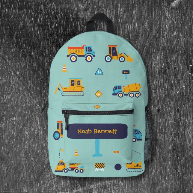 Custom Name Construction Vehicles Printed Backpack (Custom Name Construction Vehicles Printed Backpack
)