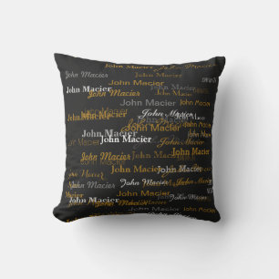 custom name, cool and modern typography throw pillow