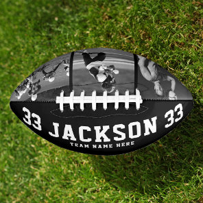 Custom Name Cool Black and White 3 Photo Team Football