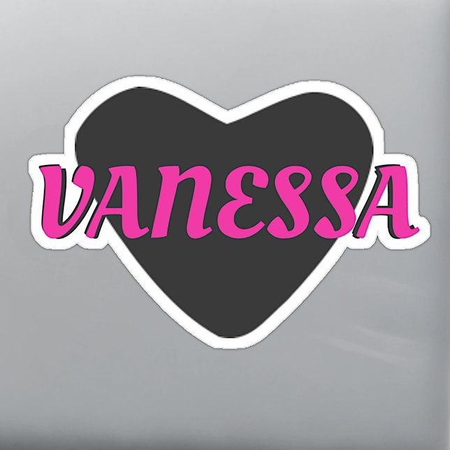 Custom Name Cool Black Heart with Girly Pink Text  Sticker (Creator Uploaded)