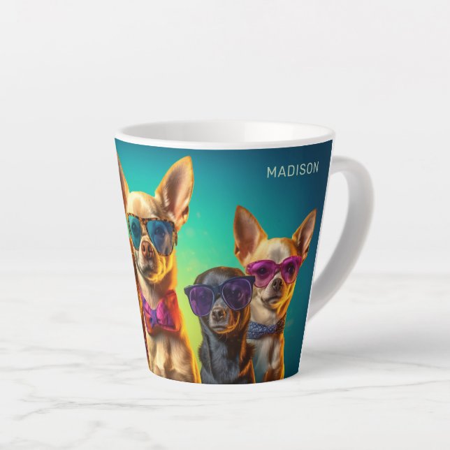 Custom Name Cool Dogs Latte Mug (Right Angle)