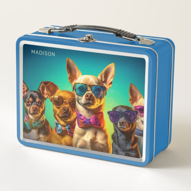 Custom Name Cool Dogs Metal Lunch Box (Front)