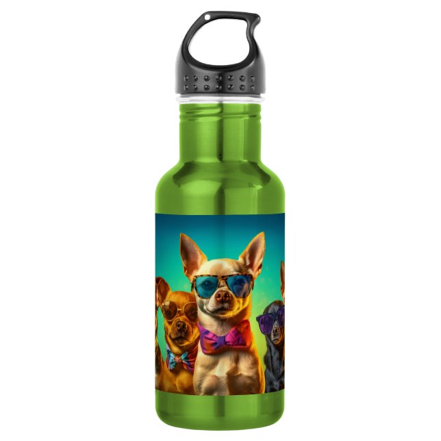 Custom Name Cool Dogs Stainless Steel Water Bottle (Front)