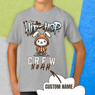 Custom Name Cool Easter Hip-Hop Crew Rabbit T-Shirt