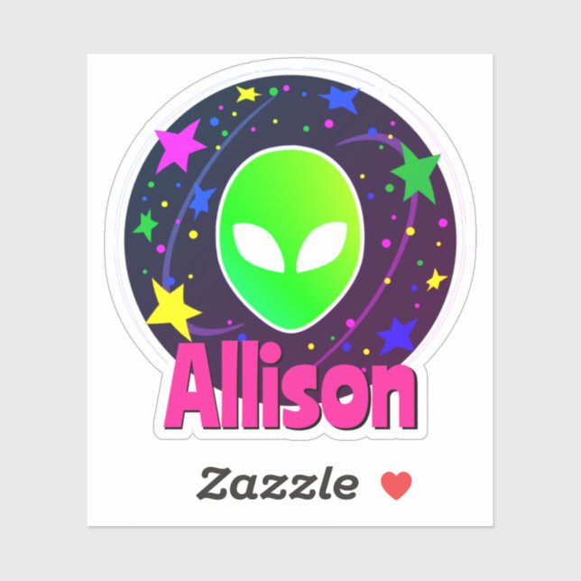 Custom Name Cool Funny Alien Space Galaxy Stars  Sticker (Sheet)