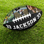 Custom Name Cool Modern 3 Photo Team Jersey Football<br><div class="desc">A customized football with 3 favorite photos,  custom name,  number and team name. Great graduation gift or an awesome surprise for his birthday,  surely a keepsake he'll love for years to come. This is the color photo version.</div>