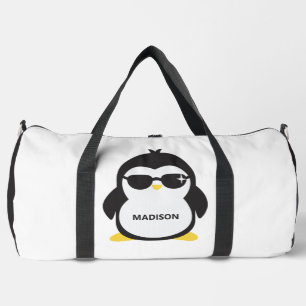 Custom name cool penguin duffle bag