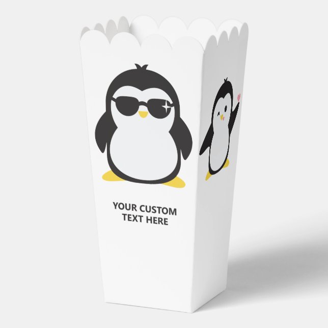 Custom name cool penguin favor boxes (Back)