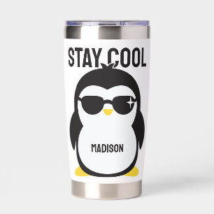 Custom name cool penguin insulated tumbler