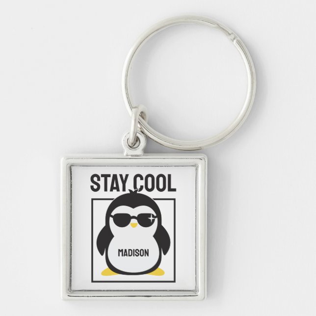 Custom name cool penguin keychain (Front)