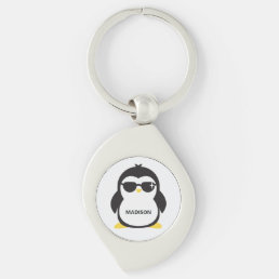 Custom name cool penguin keychain