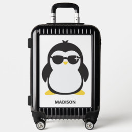 Custom name cool penguin luggage