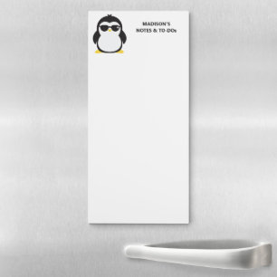 Custom name cool penguin magnetic notepad