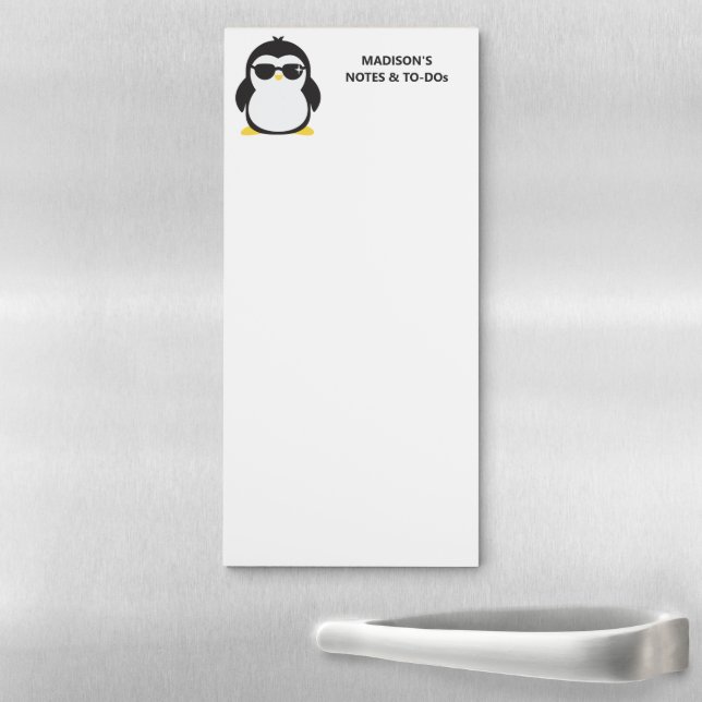 Custom name cool penguin magnetic notepad (In Situ)