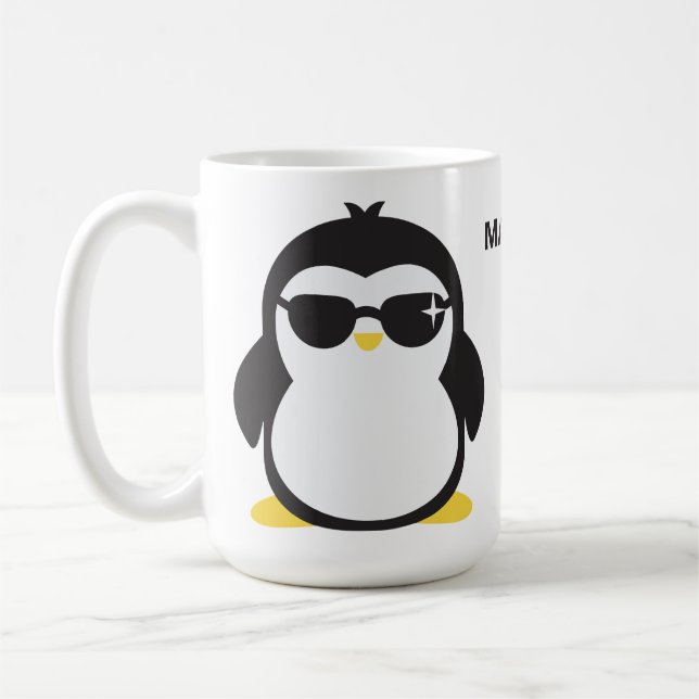 Custom name cool penguin mugs (Left)