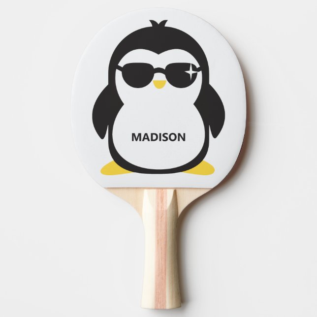 Custom name cool penguin ping pong paddle (Front)