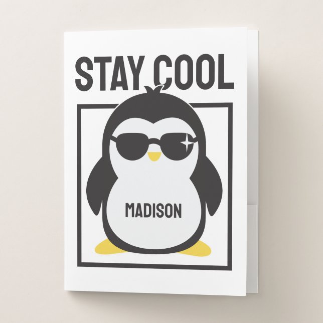Custom name cool penguin pocket folder (Front)