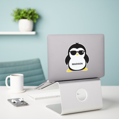 Custom Name Cool Penguin Sticker