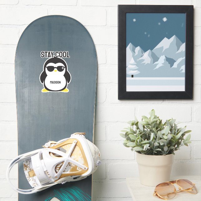 Custom name cool penguin sticker (Snowboard)