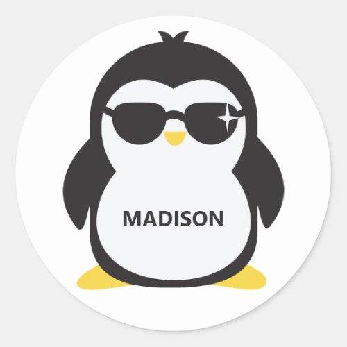 Custom name cool penguin stickers