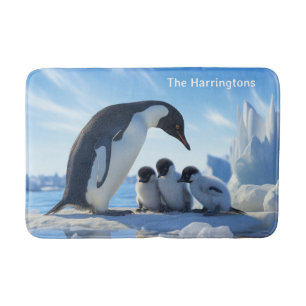 Custom Name Cool Penguins Bath Mat