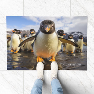 Custom Name Cool Penguins Doormat