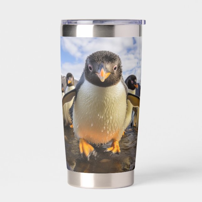 Custom Name Cool Penguins Insulated Tumbler (Left)