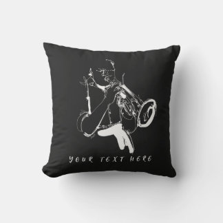 Custom Name Cool Retro Trumpeter Throw Pillow