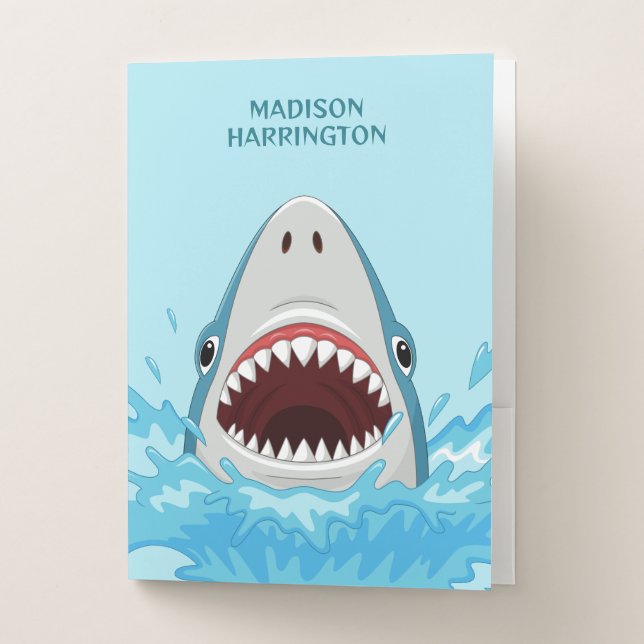 Custom Name Cool Shark Pocket Folder (Front)