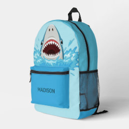 Custom Name Cool Shark Printed Backpack