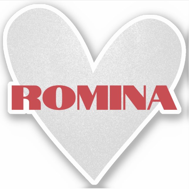 Custom Name Cool Silver Heart Shape Trendy Stylish Sticker (Front)