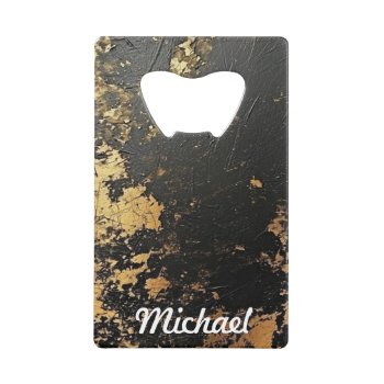 Custom  Name Cool Sports Men's Black And Gold Credit Card Bottle Opener by TheShirtBox at Zazzle