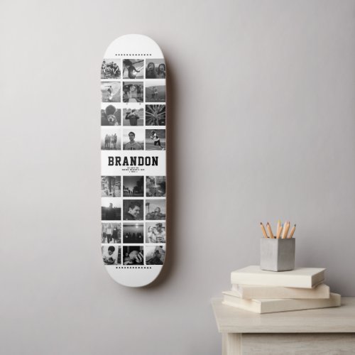 Custom Name Cool Trendy Instagram Photo Collage Skateboard