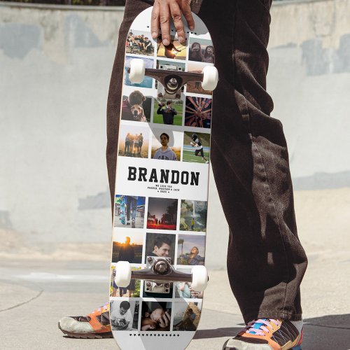 Custom Name Cool Trendy Instagram Photo Collage Skateboard