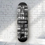 Custom Name Cool Trendy Instagram Photo Collage Skateboard<br><div class="desc">Modern Instagram Photo Collage design for skateboards: Personalize with your favorite photos as well as message with custom names and make this the coolest Birthday gift ever! This is the black and white version.</div>