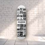 Custom Name Cool Trendy Instagram Photo Collage Skateboard<br><div class="desc">Modern Instagram Photo Collage design for skateboards: Personalize with your favorite photos as well as message with custom names and make this the coolest Birthday gift ever! This is the black and white version.</div>