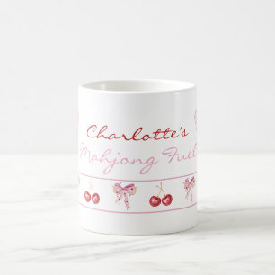 Custom Name Coquette Mahjong Fuel Pink Bows Coffee Mug