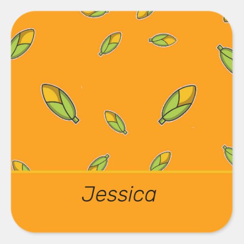 Custom name corn on orange square sticker