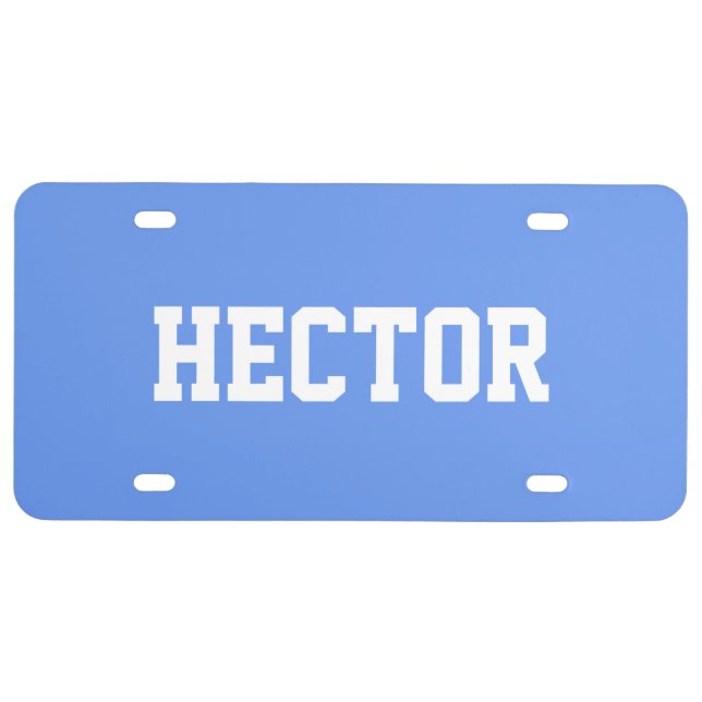 Custom Name Cornflower Blue License Plate (Front)