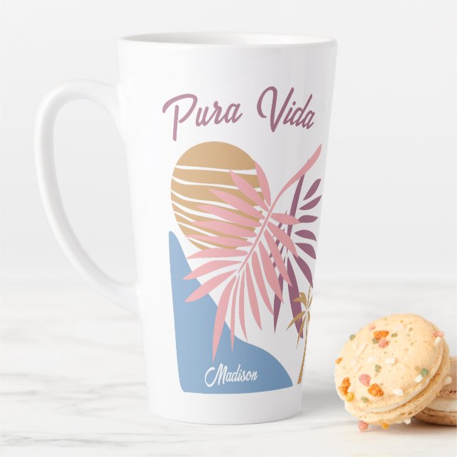 Custom Name Costa Rica Motto Pura Vida Latte Mug (In Situ)