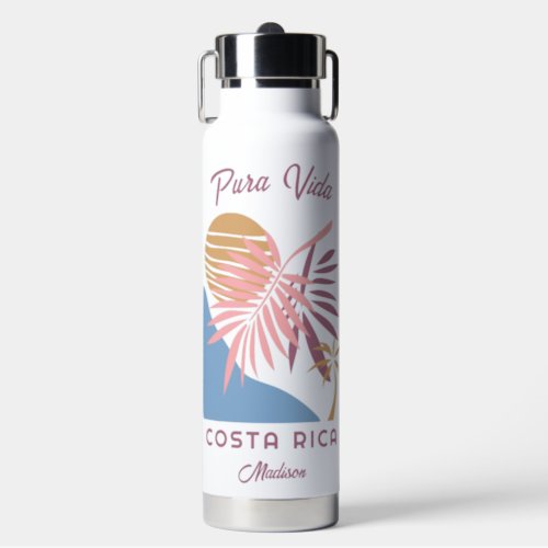 Custom Name Costa Rica Motto Pura Vida Water Bottle