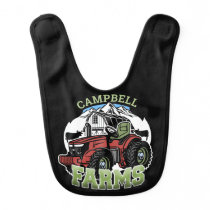 Custom NAME Country Farms Barn Tractor Farmer Baby Bib
