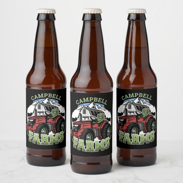 Custom NAME Country Farms Barn Tractor Farmer Beer Bottle Label (Bottles)