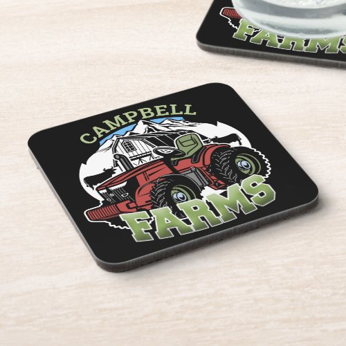 Custom NAME Country Farms Barn Tractor Farmer Beverage Coaster