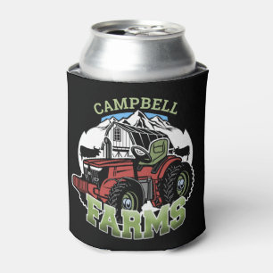 Custom NAME Country Farms Barn Tractor Farmer Can Cooler