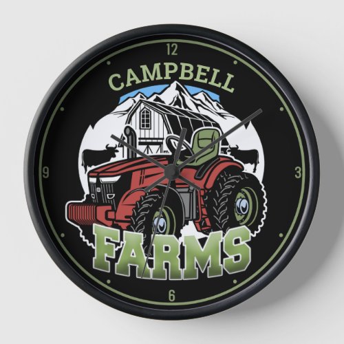Custom NAME Country Farms Barn Tractor Farmer Clock