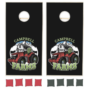 Custom NAME Country Farms Barn Tractor Farmer Cornhole Set